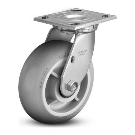Colson 4 Series Swivel Plate Caster - Rubber on Polyolefin 8" Dia. 600 Lb. Cap. 4.08199.559